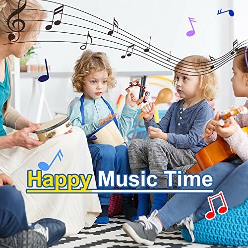 Children in a music class playing instruments.