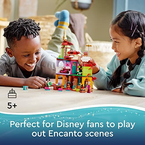 Children playing with an Encanto-themed LEGO set.