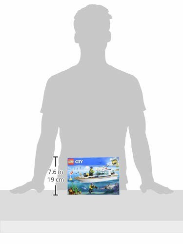 LEGO City submarine box with size comparison silhouette