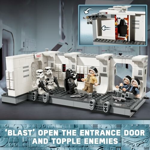 LEGO Star Wars scene with figures and entrance door feature.