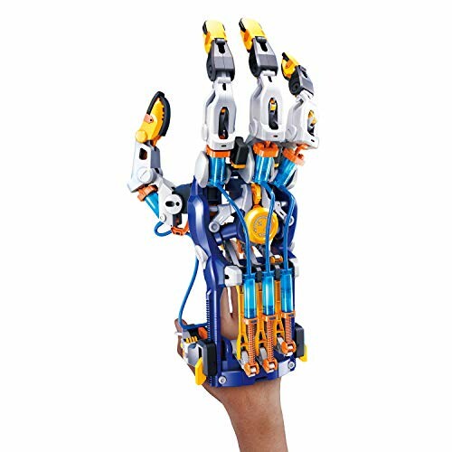 Colorful robotic hand model worn on a human hand