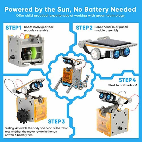 Step-by-step guide to assembling a solar-powered robot with no battery needed.