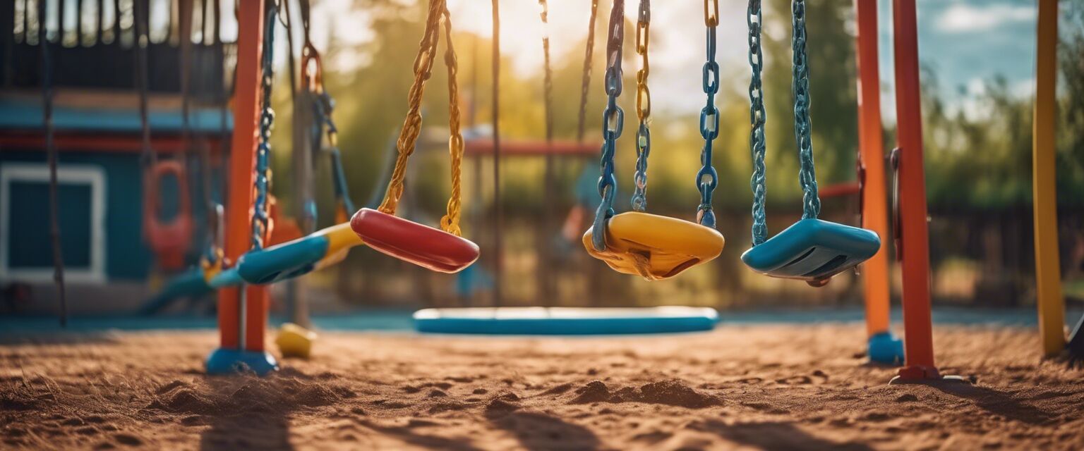 Colorful swings in a playground