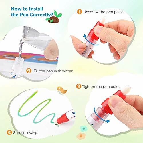 Step-by-step guide to install water drawing pen correctly.