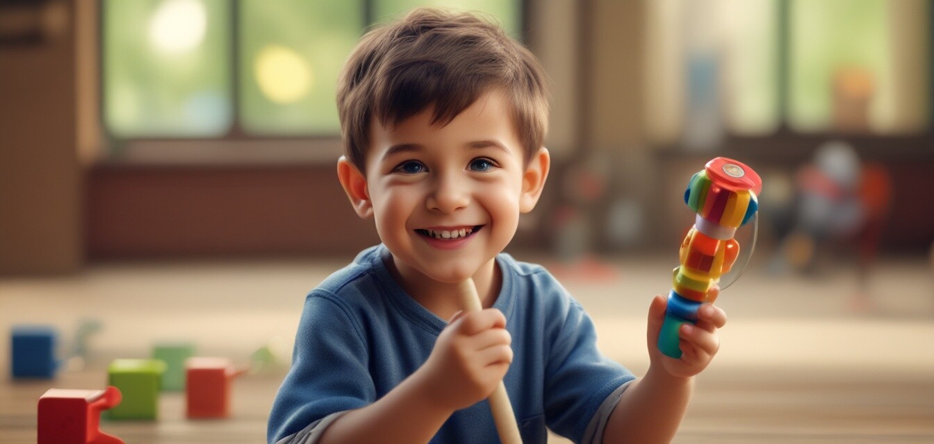 Kid with STEM toy