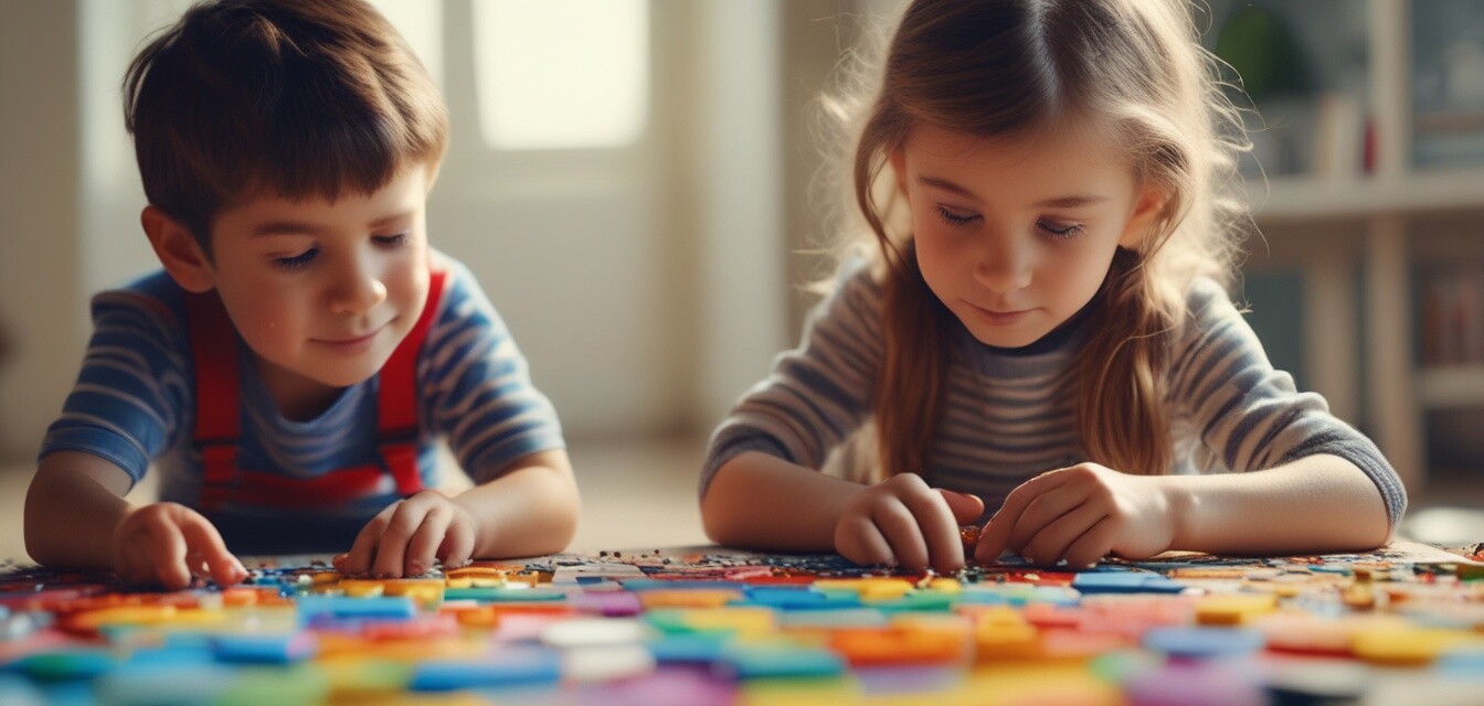 Children engaged with puzzles